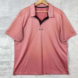Oakley Gradient Performance Polo Shirt Men SzXL Red Pink Golf Activewear Stretch